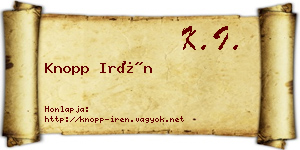 Knopp Irén névjegykártya