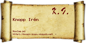 Knopp Irén névjegykártya